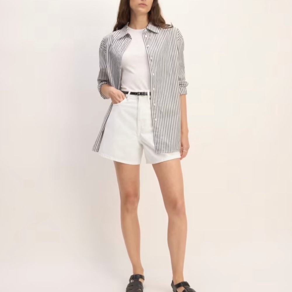 Everlane a-line white denim shorts